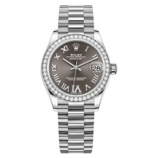 Replica Rolex Datejust 31 White Gold Dark Grey Diamond Pave Roman Dial Diamond Bezel Women‘s Watch M278289RBR-0020 Replica Rolex Datejust 31 White Gold Dark Grey Diamond Pave Roman Dial Diamond Bezel Women‘s Watch M278289RBR-0020