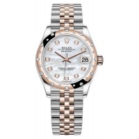 Replica Rolex Datejust 31 and Rose Gold Mother-of-Pearl Diamond Dial Domed Diamond Bezel Women‘s Watch M278341RBR-0026