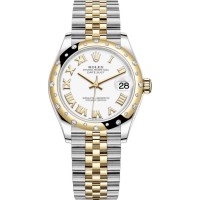 Replica Rolex Datejust 31 and Yellow Gold White Roman Dial Domed Diamond Bezel Women‘s Watch m278343rbr-0002