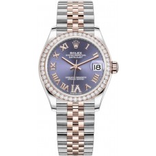 Replica Rolex Datejust 31 and Rose Gold Aubergine Pave Roman Dial Diamond Bezel Women‘s Watch M278381RBR-0020