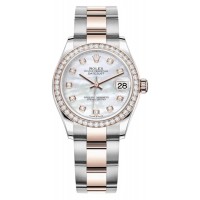 Replica Rolex Datejust 31 and Rose Gold Mother-of-Pearl Diamond Dial Diamond Bezel Women‘s Watch M278381RBR-0025