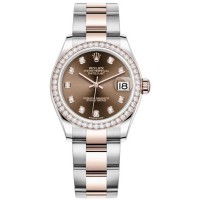 Replica Rolex Datejust 31 and Rose Gold Chocolate Diamond Dial Diamond Bezel Women‘s Watch M278381RBR-0027