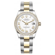 Replica Rolex Datejust 31 and Yellow Gold White Roman Dial Diamond Bezel Women‘s Watch M278383RBR-0001