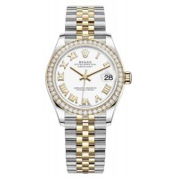 Replica Rolex Datejust 31 and Yellow Gold White Roman Dial Diamond Bezel Women‘s Watch M278383RBR-0002