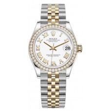Replica Rolex Datejust 31 and Yellow Gold White Roman Dial Diamond Bezel Women‘s Watch M278383RBR-0002