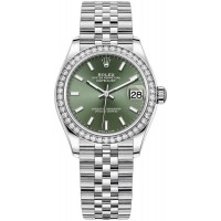 Replica Rolex Datejust 31 White Gold Mint Green Dial Diamond Bezel Women‘s Watch M278384RBR-0022