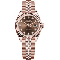 Replica Rolex Lady-Datejust 28 Everose Gold Chocolate Diamond Dial Women‘s Watch M279175-0010