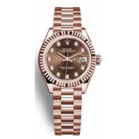 Replica Rolex Lady-Datejust 28 Chocolate Diamond Dial Everose Gold Women‘s Watch M279175-0016