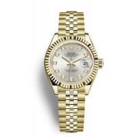 Replica Rolex Lady-Datejust 28 Silver Diamond Dial Yellow Gold Women‘s Watch M279178-0016