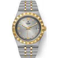 Replica Tudor Royal Silver Diamond Dial and Yellow Gold Unisex Watch M28403-0002