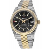 Replica Rolex Sky-Dweller Black Dial Black Yellow Gold &Men‘s Watch M326933-0005