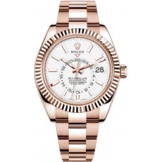 Replica Rolex Sky-Dweller 42mm White Dial 18kt Everose Gold Men‘s Watch M326935-0005