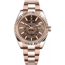 Replica Rolex Sky-Dweller 42mm Brown Dial Rose Gold Men‘s Watch M326935-0006