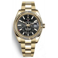 Replica Rolex Sky-Dweller 42mm Black Dial 18kt Yellow Gold Men‘s Watch M326938-0004