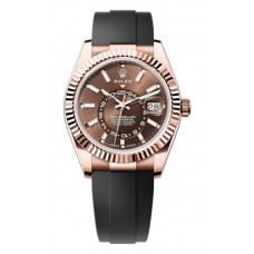 Replica Rolex Sky-Dweller Rose Gold Chocolate Dial Oysterflex Men‘s Watch M336235-0002