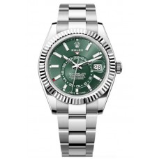 Replica Rolex Sky-Dweller White Rolesor Mint Green Dial Oyster Men‘s Watch M336934-0001