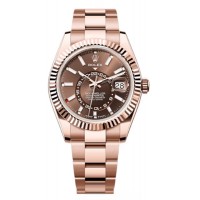 Replica Rolex Sky-Dweller Rose Gold Chocolate Dial Oyster Men‘s Watch M336935-0002