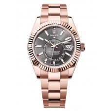 Replica Rolex Sky-Dweller Rose Gold Slate Dial Oyster Men‘s Watch M336935-0004