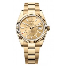 Replica Rolex Sky-Dweller Yellow Gold Champagne Dial Oyster Men‘s Watch M336938-0001