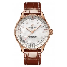 Replica Breitling Navitimer Automatic 36 Mother of Pearl Diamond Dial 18k Rose Gold Women‘s Watch R17327211A1P1