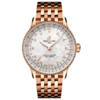 Replica Breitling Navitimer Automatic 36 Mother of Pearl Diamond Dial 18k Rose Gold Women‘s Watch R17327211A1R1