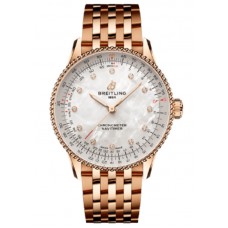 Replica Breitling Navitimer Automatic 36 Mother of Pearl Diamond Dial 18k Rose Gold Women‘s Watch R17327211A1R1