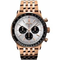 Replica Breitling Navitimer B01 Chronograph 46 Silver Dial Rose Gold Men‘s Watch RB0137241G1R1