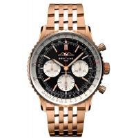Replica Breitling Navitimer B01 Chronograph 43 Black Dial 18k Rose Gold Men‘s Watch RB0138211B1R1