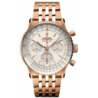 Replica Breitling Navitimer B01 Chronograph 41 Silver Dial 18kt Rose Gold Men‘s Watch RB0139211G1R1