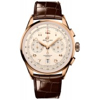 Replica Breitling Premier B01 Chronograph 42 Cream Dial 18k Rose Gold Men‘s Watch RB0145371G1P1