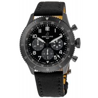 Replica Breitling Super Avi B04 Chronograph GMT 46 Mosquito Night Fighter Black Dial Fabric Strap Men‘s Watch SB04451A1B1X1