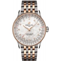 Replica Breitling Navitimer Automatic 36 Mother of Pearl Diamond Dial Rose Gold &Steel Women‘s Watch U17327211A1U1