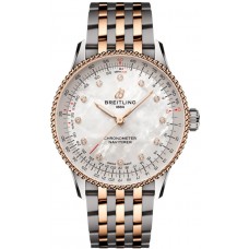 Replica Breitling Navitimer Automatic 36 Mother of Pearl Diamond Dial Rose Gold &Steel Women‘s Watch U17327211A1U1