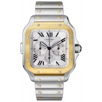 Replica Cartier Santos De Cartier Chronograph Steel and Yellow Gold Men‘s Watch W2SA0008
