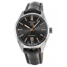 Replica Tag Heuer Carrera Automatic Black Rose Gold Dial Leather Men‘s Watch WBN2113.FC6505