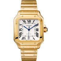 Replica Cartier Santos De Cartier Silver Dial Yellow Gold Men‘s Watch WGSA0029