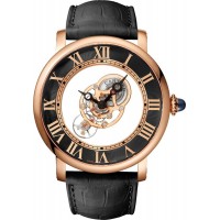 Replica Cartier Rotonde De Cartier White Dial 18K Rose Gold Men‘s Watch WHRO0040