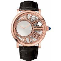 Replica Cartier Rotonde De Cartier Skeleton Dial 18K Rose Gold Men‘s Watch WHRO0060