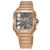 Replica Cartier Santos 18k Rose Gold Skeleton Dial Men‘s Watch WHSA0016