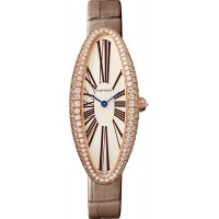 Replica Cartier Baignoire Allongee Silver Dial 18K Rose Gold Diamond Women‘s Watch WJBA0006