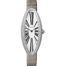 Replica Cartier Baignoire Allongee Silver Dial 18K White Gold Diamond Women‘s Watch WJBA0007