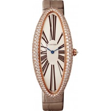 Replica Cartier Baignoire Allongee Extra Large Silver Dial 18K Rose Gold Diamond Women‘s Watch WJBA0008