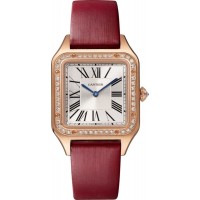 Replica Cartier Santos Dumont Silver Dial 18K Rose Gold Diamond Women‘s Watch WJSA0019