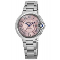 Replica Cartier Ballon Bleu 33mm Pink Dial Steel Women‘s Watch WSBB0046