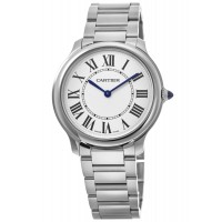 Replica Cartier Ronde Must De Cartier 36mm Silver Dial Steel Women‘s Watch WSRN0034