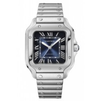 Replica Cartier Santos De Cartier Medium Blue Dial Steel and Leather Men‘s Watch WSSA0063