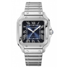 Replica Cartier Santos De Cartier Medium Blue Dial Steel and Leather Men‘s Watch WSSA0063