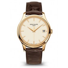Patek Philippe Calatrava Ivory Dial 18kt Yellow Gold Brown Leather -001 5227J-001