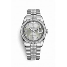 Rolex Day-Date 36 Platinum Silver diamonds m118346-0016