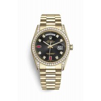 Rolex Day-Date 36 Black diamonds rubies Dial m118388-0124